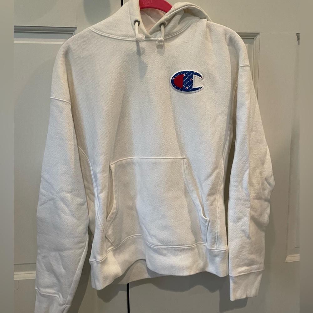 Champion Reverse Weave Big C Patch Logo White Pul… - image 3